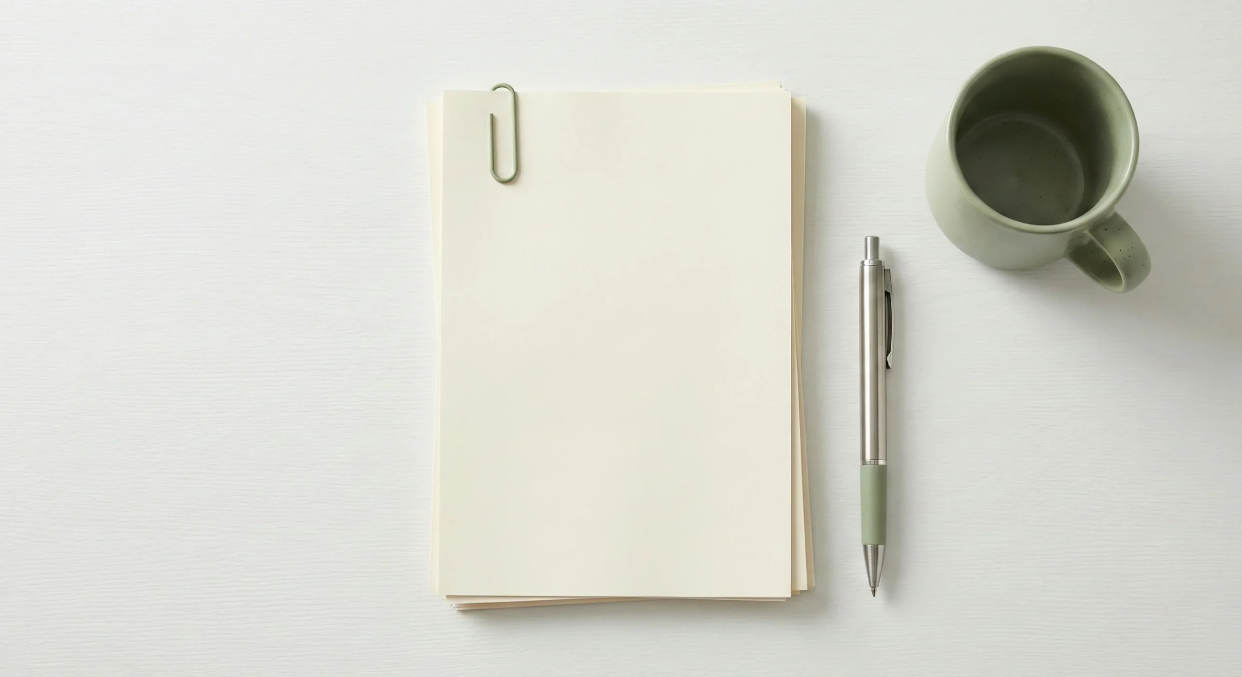 A clean, top-down flat-lay shot coffee and notes